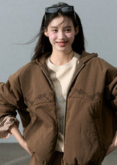Textured Cotton Sweatshirt Jacket